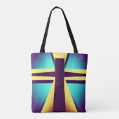 紫色と青色のレイズがトートバッグをクロス トートバッグ (裏面)