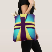 紫色と青色のレイズがトートバッグをクロス トートバッグ (クローズアップ)