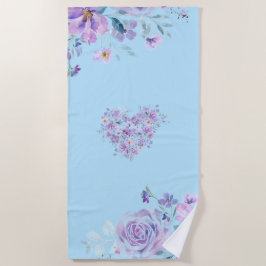 紫色と青色の花房ビーチタオル ビーチタオル
