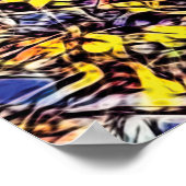 紫色と黄色のフラクタルサイケデリックカルマンダラ ポスター (角)