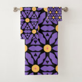 紫色と黄色の六角の花 バスタオルセット (インサイチュ)