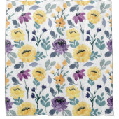 紫色と黄色の水色の花 シャワーカーテン (正面)