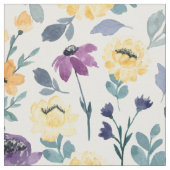 紫色と黄色の水色の花 ファブリック (クローズアップ)