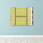 紫色と黄色を特徴とする印象的なフローラデザイン キャンバスプリント (インサイチュ (ウッドフロア))