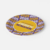 紫色と黄金色のパーソナライズされた卒業 ペーパープレート (アングル)