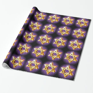 紫色と黒のStar of David Wrapping紙 ラッピングペーパー