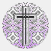 紫色と黒十字宗教のシール ラウンドシール (正面)