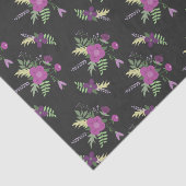 紫色と黒色の花模様のカスタム文字 薄葉紙 (詳細)