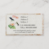 紫色によって支持されるThornbillのハチドリの名刺 名刺 (裏面)