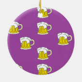 紫色に泡立てたビールカップ セラミックオーナメント (裏面)