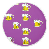 紫色に泡立てたビールカップ セラミックノブ (正面)