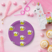 紫色に泡立てたビールカップ ペーパープレート (パーティー)