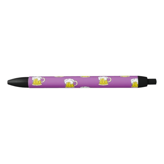 紫色に泡立てたビールカップ 黒ボールペン (正面)