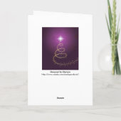 紫色に白熱の金抽象的なクリスマスツリー シーズンカード (裏面)