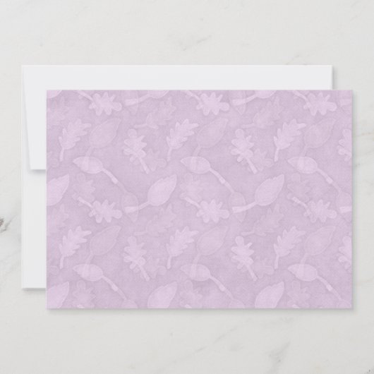 紫色のおとぎフローラおとぎ話ベビーシャワー 招待状 (裏面)