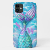 紫色のお洒落人魚の尾のモノグラム Case-Mate iPhoneケース (裏面)