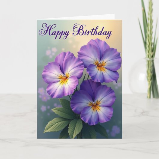 紫色のお花の誕生日カード カード (正面)
