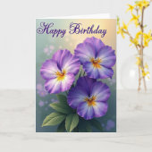 紫色のお花の誕生日カード カード (黄色い花)