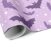 紫色のかわいいゴシックこうもり ラッピングペーパー (ロールコーナー)
