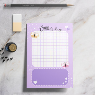 紫色のかわいいハート星蝶の名前を追加 ポストイット