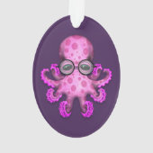 紫色のかわいいピンクのベビーのタコの身に着けているガラス オーナメント (裏面)