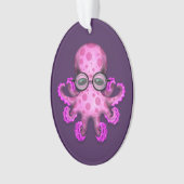 紫色のかわいいピンクのベビーのタコの身に着けているガラス オーナメント (正面)