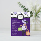 紫色のかわいいベビーシャワーの招待 招待状 (スタンド正面)