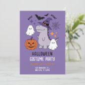 紫色のかわいい例証ハローウィンパーティ 招待状 (スタンド正面)