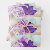 紫色のかわいらし春パターン（の模様が）あるの写真 ラッピングペーパーシート (インサイチュ)