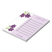 紫色のかわいらし花が並んでリストのメモ帳 ノートパッド (回転)