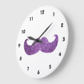 紫色のきらきら光るな髭(フェイクなグリッターのグラフィック) ラージ壁時計 (傾斜)