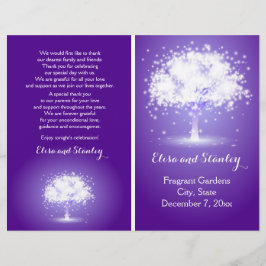 紫色のきらめく結婚式のプログラム