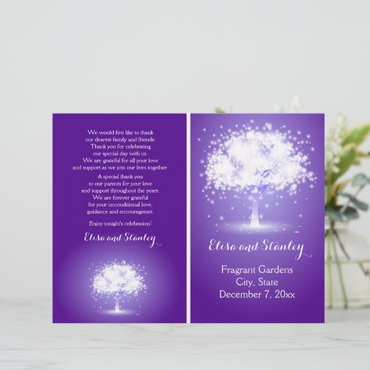 紫色のきらめく結婚式のプログラム (スタンド正面)