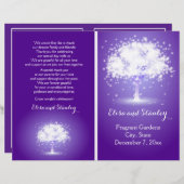 紫色のきらめく結婚式のプログラム (正面/裏面)