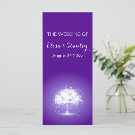 紫色のきらめく結婚式のプログラム プログラム (スタンド正面)