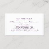 紫色のすみれ色の花の美容師のアポイントメントP 予約カード (裏面)