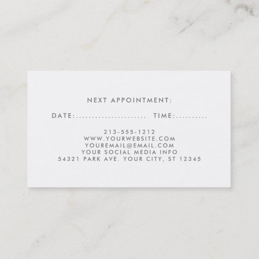 紫色のすみれ色の花の美容師のアポイントメントSilv 予約カード (裏面)