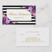 紫色のすみれ色の花の美容師のアポイントメントSPG 予約カード (正面/裏面)