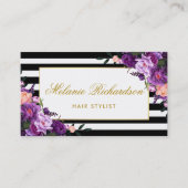 紫色のすみれ色の花の美容師のアポイントメントSPG 予約カード (正面)