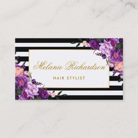 紫色のすみれ色の花の美容師のアポイントメントSPG 予約カード (正面)