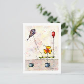 紫色のたこ花はがき ポストカード (スタンド正面)