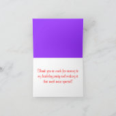 紫色のつや消しのバニラさくらんぼのカップケーキは感謝していしています サンキューカード (内部)