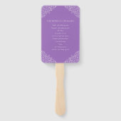 紫色のの葉モノグラムの結婚式プログラム ハンドファン (裏面)