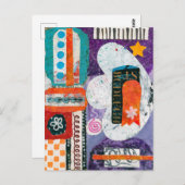 紫色のはがきに関する ポストカード (正面/裏面)