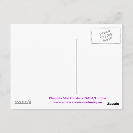 紫色のはがきプレアデス ポストカード (裏面)