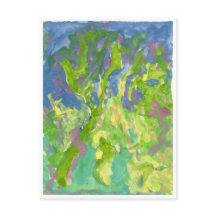 紫色のはがき付きの幻想的な森