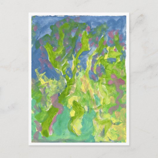 紫色のはがき付きの幻想的な森 ポストカード (正面)