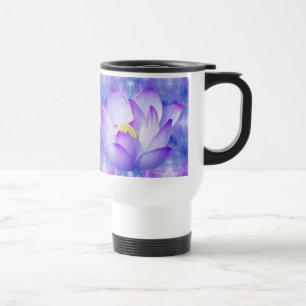 紫色のはすの花およびフラクタルの水晶 トラベルマグ