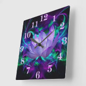 紫色のはすの花および意味 スクエア壁時計 (傾斜)