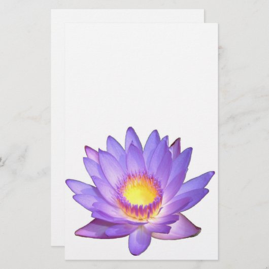 紫色のはすの花の文房具 便箋 (正面/裏面)